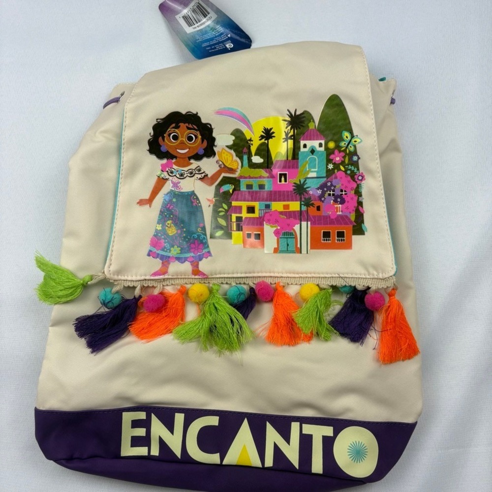 Disney Encanto Mirabel Madrigal Kids 14 in. Drawstring Backpack Tassels NWT
